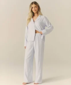 Blue Stripe Boxer Pyjama Trousers - Baby Blue