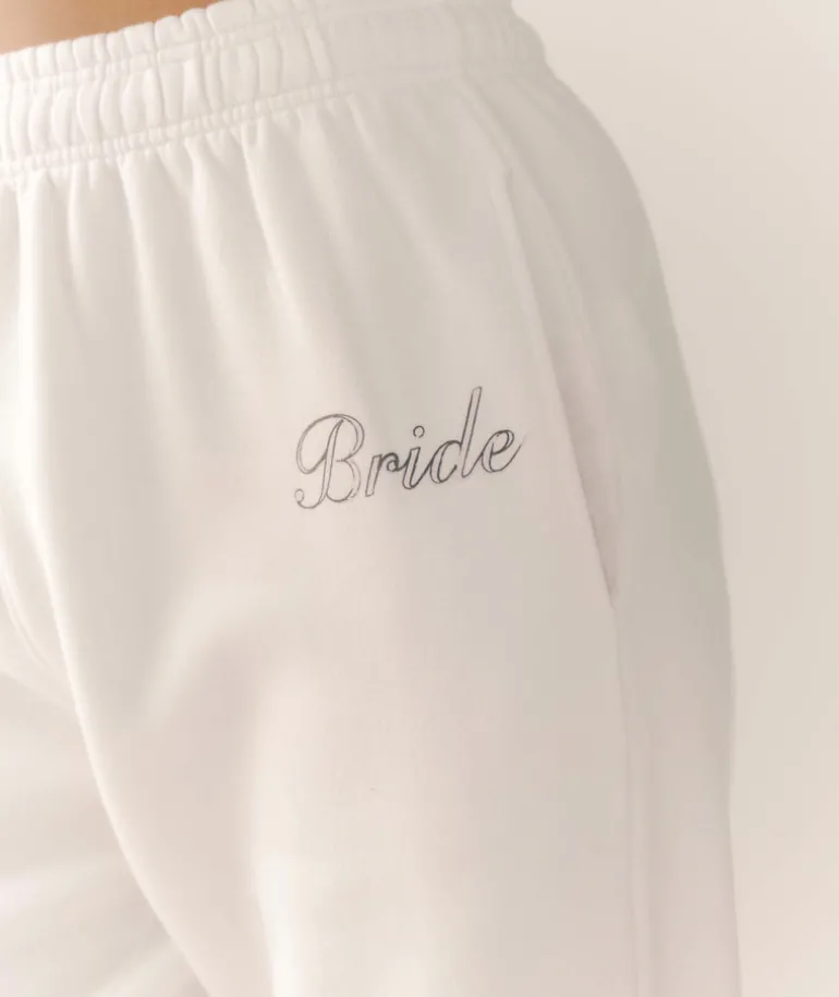 Bride Graphic Cuffed Sweatpants - White