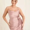 Cami Cowl Front Satin Bridesmaid Dress - Rose