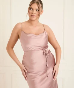 Cami Cowl Front Satin Bridesmaid Dress - Rose