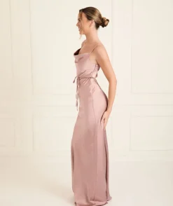 Cami Cowl Front Satin Bridesmaid Dress - Rose