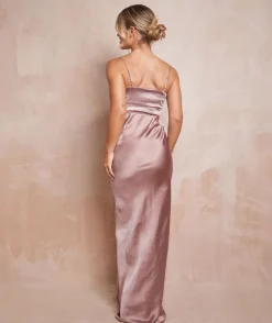 Cami Cowl Front Satin Bridesmaid Dress - Rose
