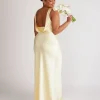 Cowl Back Satin Bridesmaid Dress - Butter Lemon