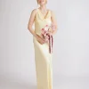 Cowl Front Satin Bridesmaid Dress - Butter Lemon