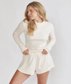 Long Sleeve Pointelle Pyjama Top & Wide Leg Trouser Pyjama Set - Rosewater