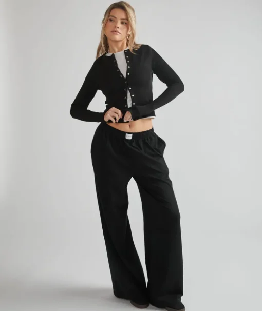 Ribbed Cardigan - Black