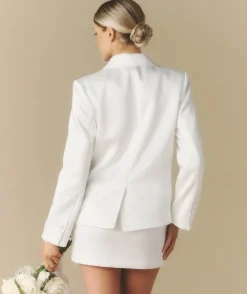 Satin Tailored Jacket - White