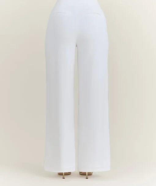 Wide Leg Tailored Trousers - White