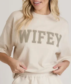 Wifey Teddy Tee - Champagne